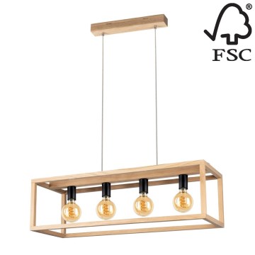 Підвісна люстра KAGO 4xE27/60W/230V матовий дуб – сертифіковано FSC