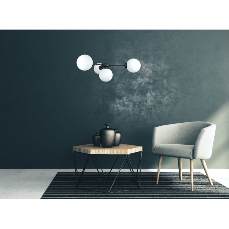 Підвісна люстра KALIOPE 4xE14/50W/230V чорний/білий