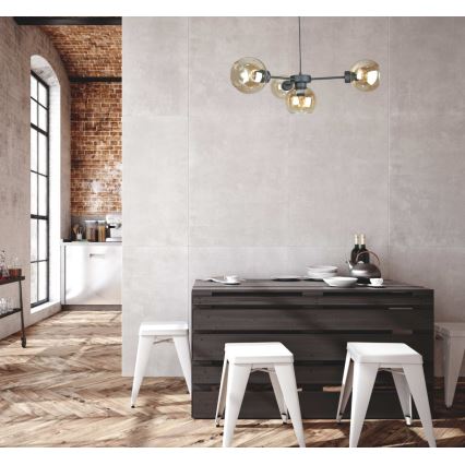 Підвісна люстра KALIOPE 4xE27/60W/230V чорний/димчастий бежевий