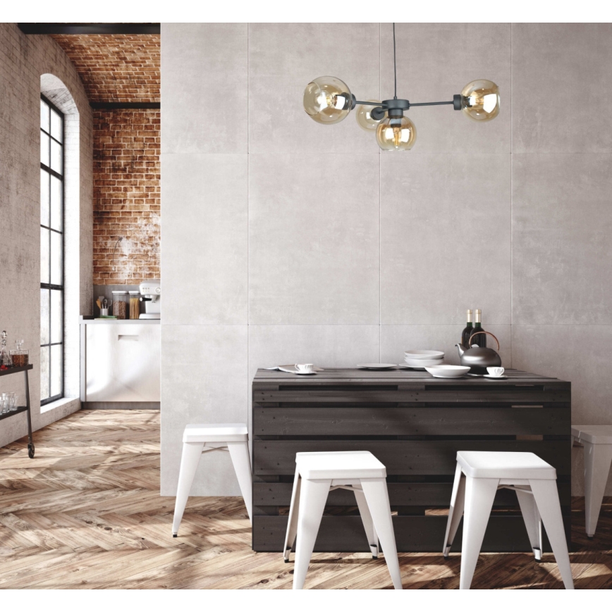 Підвісна люстра KALIOPE 4xE27/60W/230V чорний/димчастий бежевий