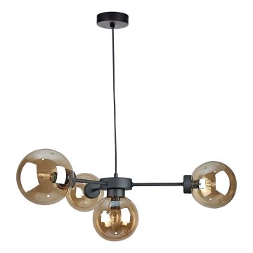 Підвісна люстра KALIOPE II 4xE14/50W/230V чорний/димчастий бежевий