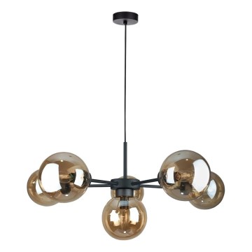Підвісна люстра KALIOPE II 6xE14/50W/230V чорний/димчастий бежевий