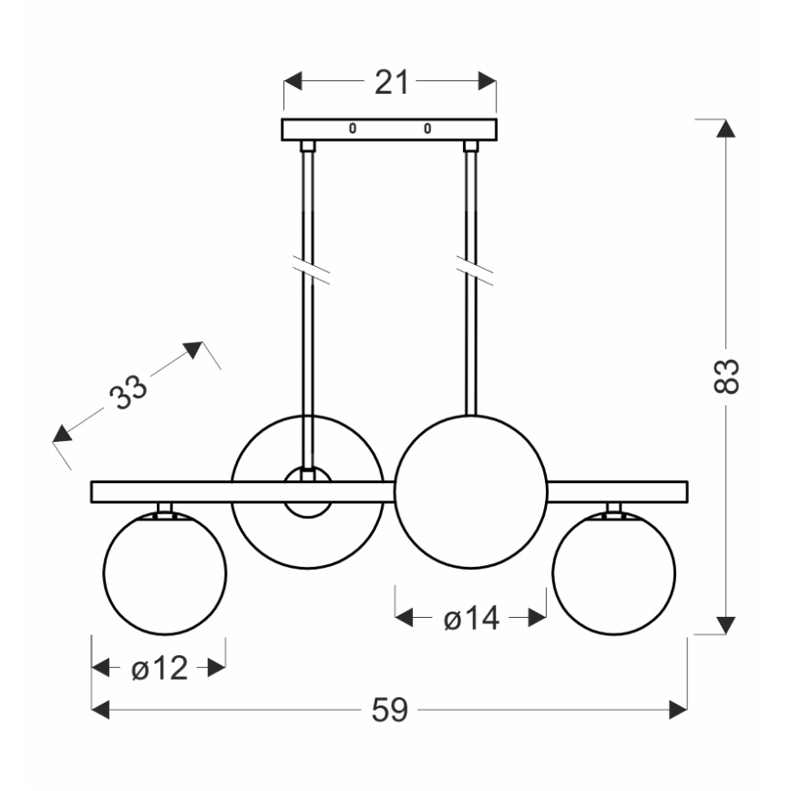 Підвісна люстра KAMA 4xG9/28W/230V чорний/димчастий чорний