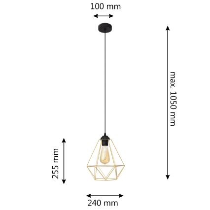 Підвісна люстра KARO 1xE27/15W/230V золотий/чорний