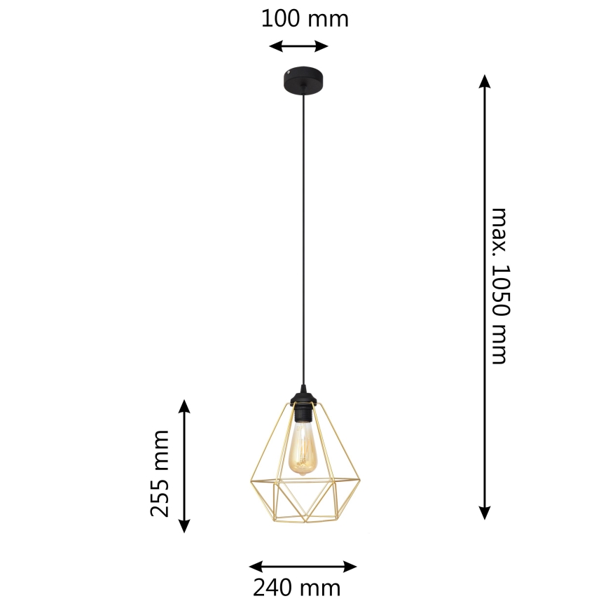 Підвісна люстра KARO 1xE27/15W/230V золотий/чорний