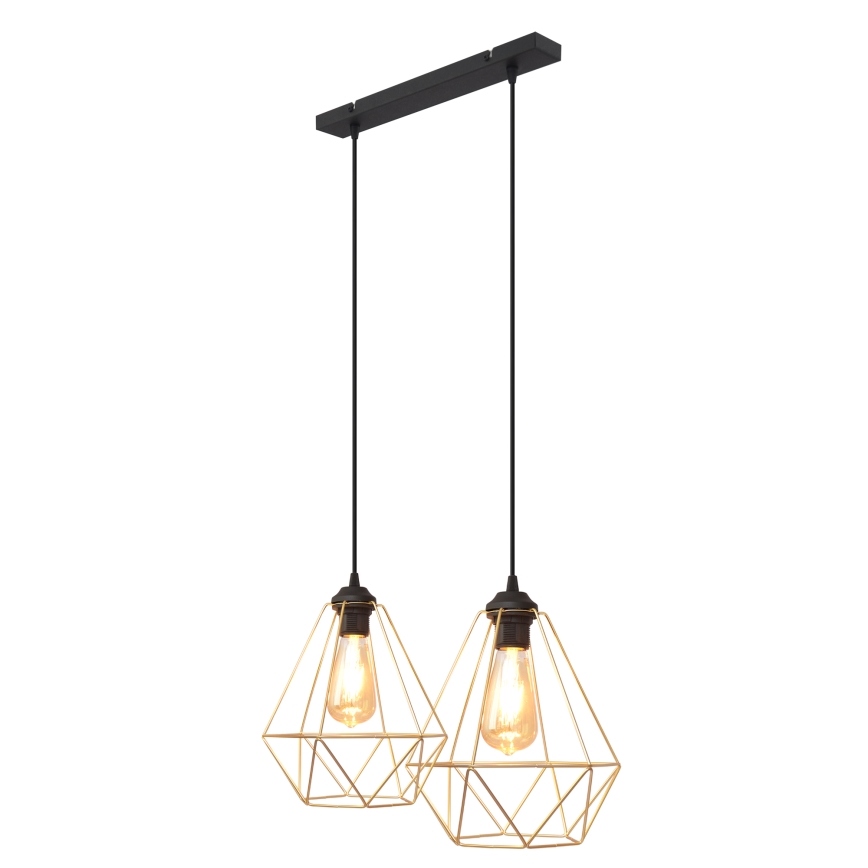 Підвісна люстра KARO 2xE27/15W/230V золотий/чорний
