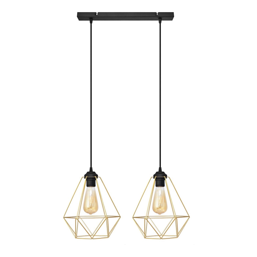Підвісна люстра KARO 2xE27/15W/230V золотий/чорний