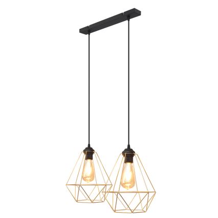 Підвісна люстра KARO 2xE27/15W/230V золотий/чорний