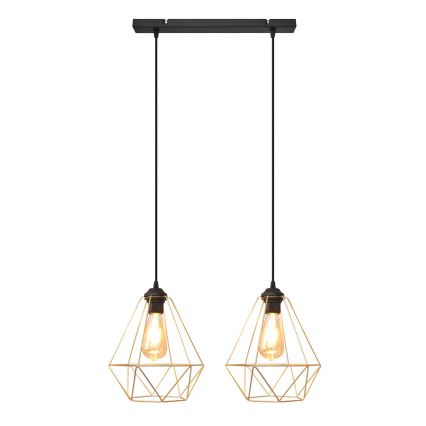 Підвісна люстра KARO 2xE27/15W/230V золотий/чорний