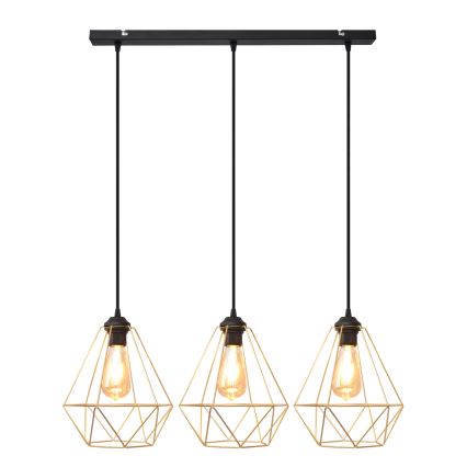 Підвісна люстра KARO 3xE27/15W/230V золотий/чорний