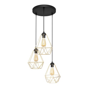 Підвісна люстра KARO 3xE27/15W/230V золотий/чорний