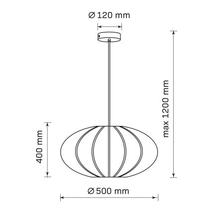 Підвісна люстра KINU 1xE27/20W/230V діаметр 50 см чорний