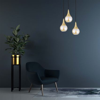 Підвісна люстра LACRIMA HONEY 3xE27/60W/230V діаметр 30 см