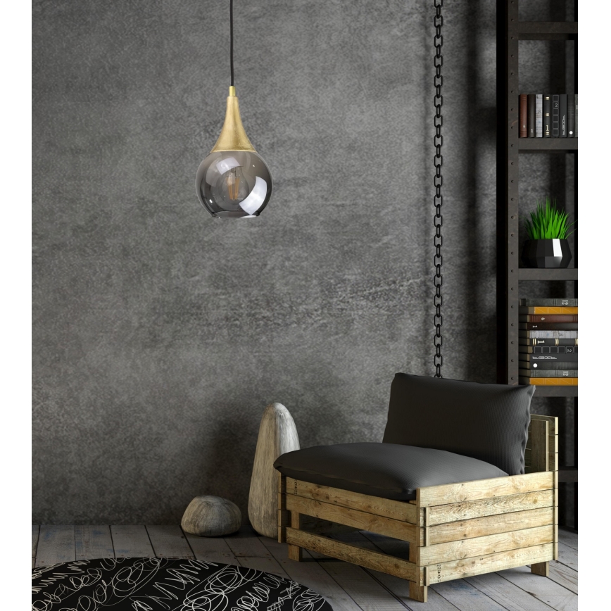 Підвісна люстра LACRIMA SMOKY 1xE27/60W/230V