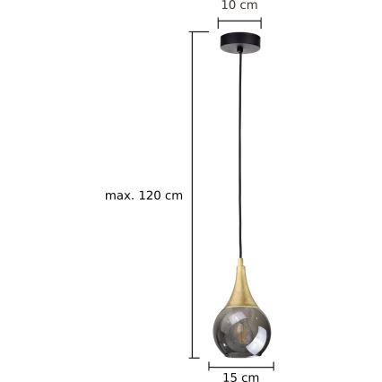 Підвісна люстра LACRIMA SMOKY 1xE27/60W/230V