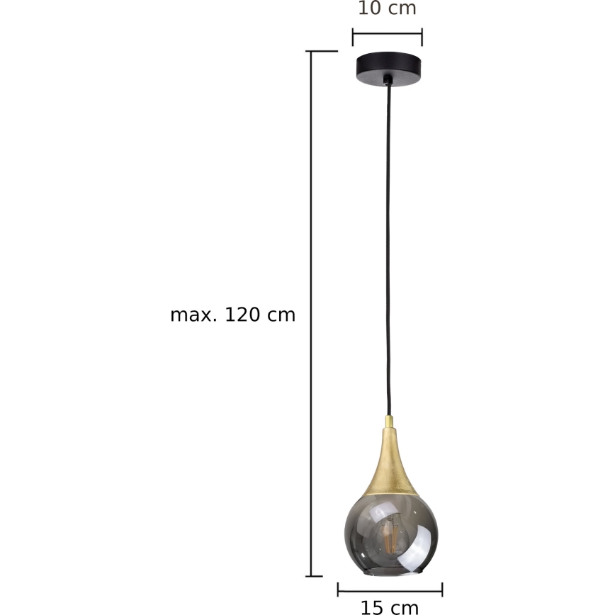 Підвісна люстра LACRIMA SMOKY 1xE27/60W/230V