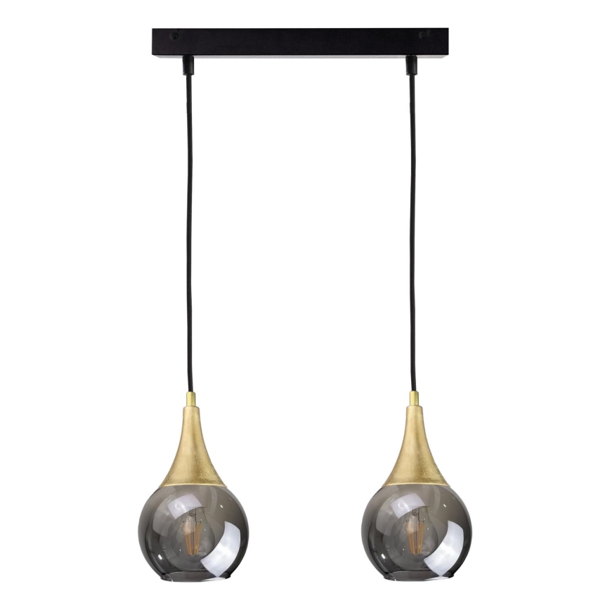 Підвісна люстра LACRIMA SMOKY 2xE27/60W/230V