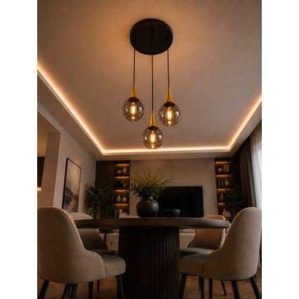 Підвісна люстра LACRIMA SMOKY 3xE27/60W/230V діаметр 30 см