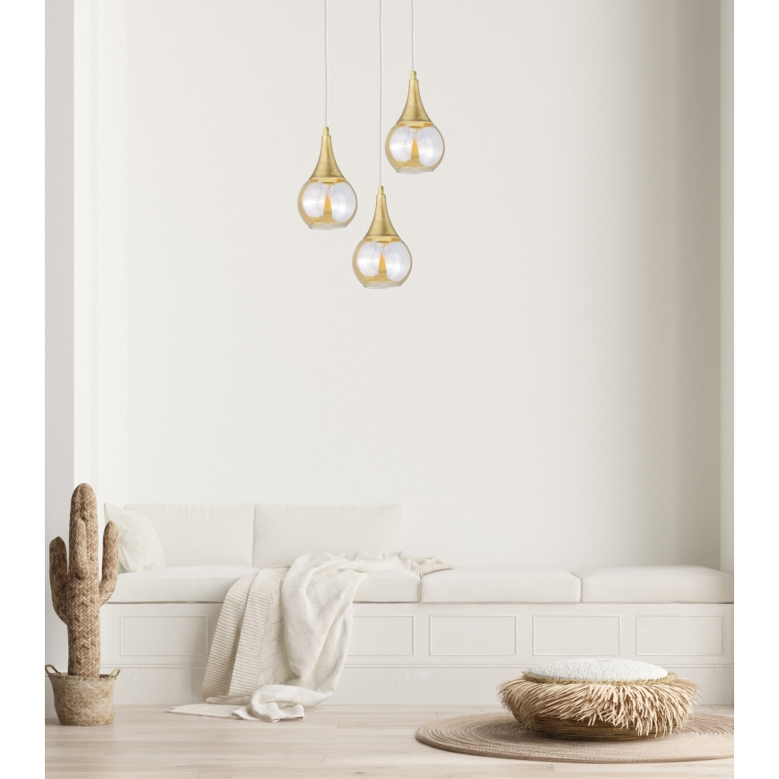 Підвісна люстра LACRIMA WHITE 3xE27/60W/230V діаметр 30 см