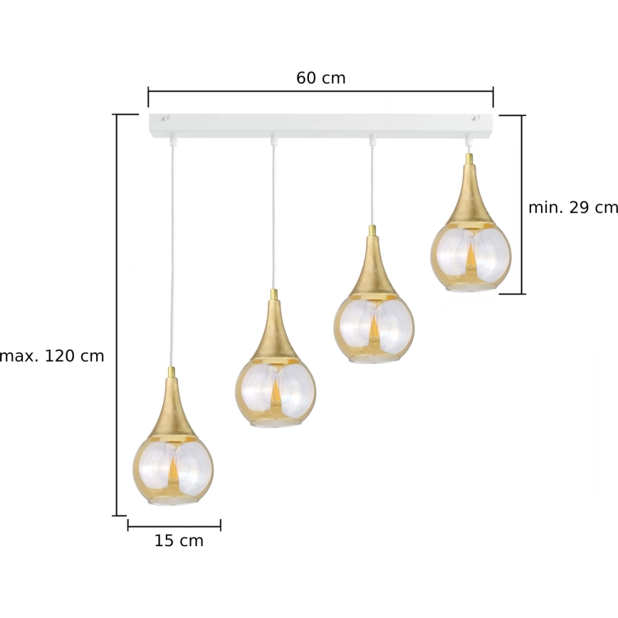 Підвісна люстра LACRIMA WHITE 4xE27/60W/230V