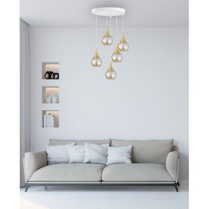 Підвісна люстра LACRIMA WHITE 5xE27/60W/230V діаметр 45 см