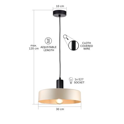 Підвісна люстра LATTE 1xE27/60W/230V бежевий/чорний