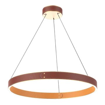 Підвісна люстра LEATHER LED/47,8W/230V коричневий/помаранчева