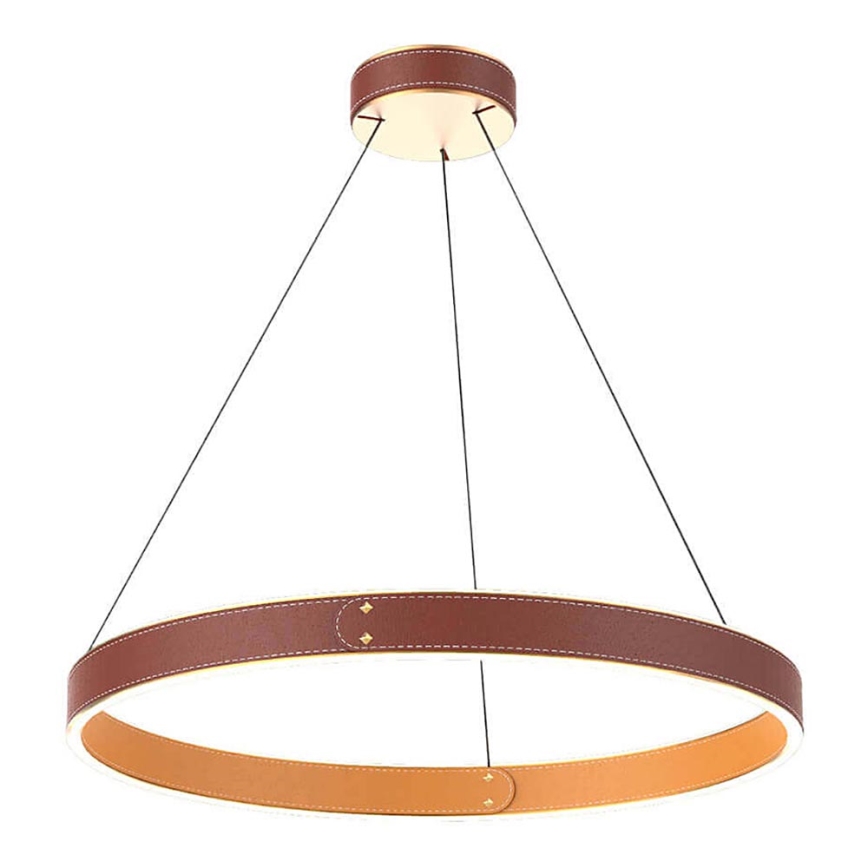 Підвісна люстра LEATHER LED/47,8W/230V коричневий/помаранчева