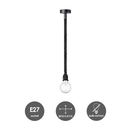 Підвісна люстра LEONARDO ROPE 1xE27/10W/230V чорний