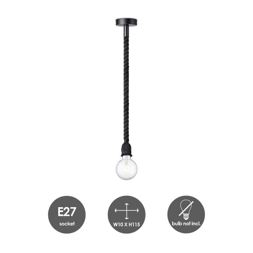 Підвісна люстра LEONARDO ROPE 1xE27/10W/230V чорний