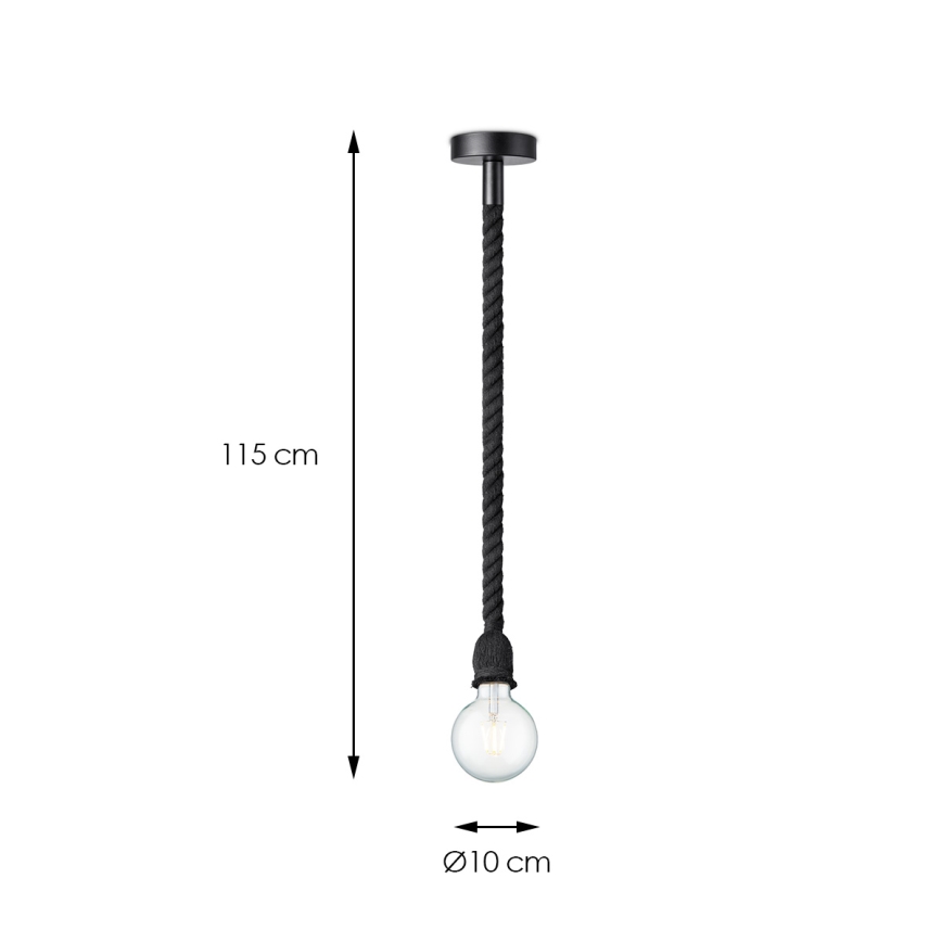 Підвісна люстра LEONARDO ROPE 1xE27/10W/230V чорний