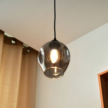 Підвісна люстра LILI 1xE27/15W/230V чорний/сірий