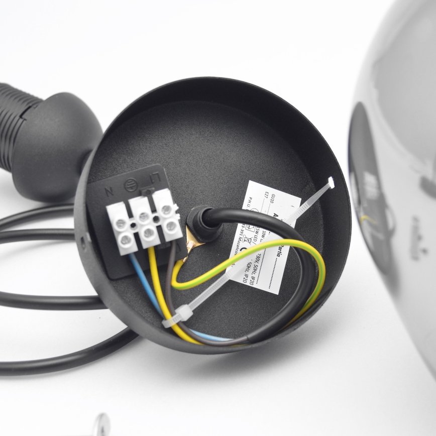 Підвісна люстра LILI 1xE27/15W/230V чорний/сірий