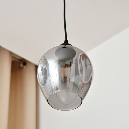 Підвісна люстра LILI 1xE27/15W/230V чорний/сірий