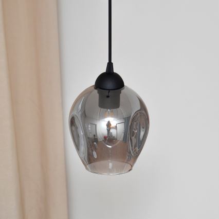 Підвісна люстра LILI 1xE27/15W/230V чорний/сірий