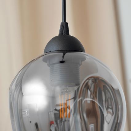 Підвісна люстра LILI 1xE27/15W/230V чорний/сірий