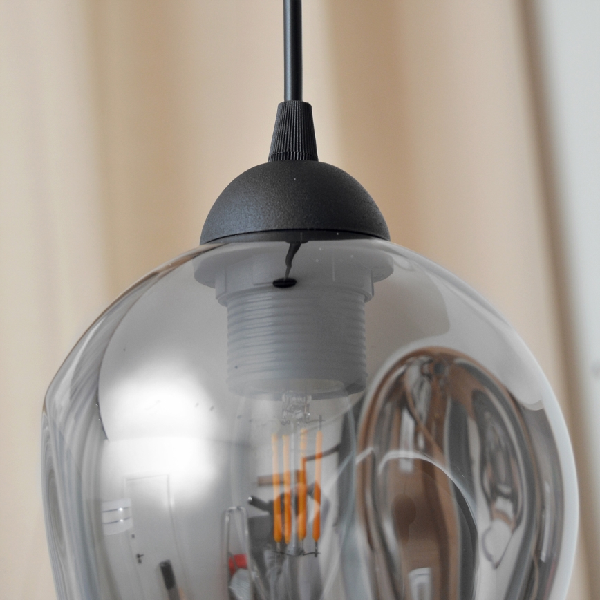 Підвісна люстра LILI 1xE27/15W/230V чорний/сірий