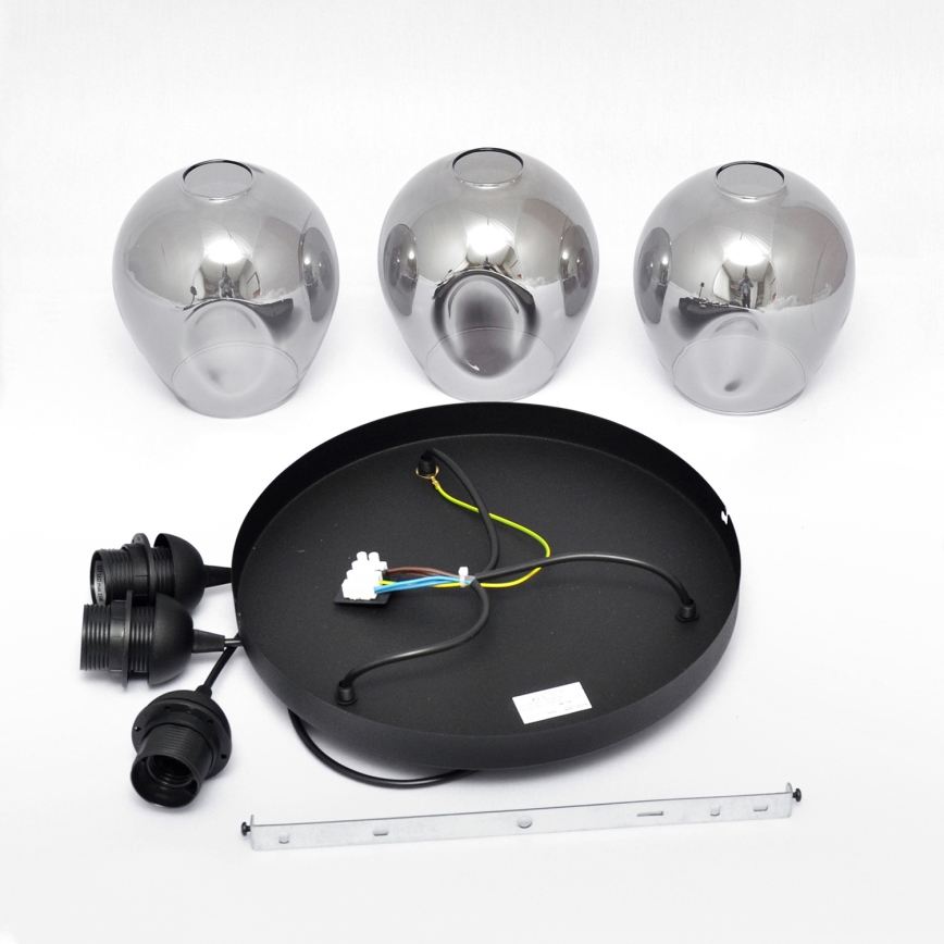 Підвісна люстра LILI 3xE27/15W/230V чорний/сірий