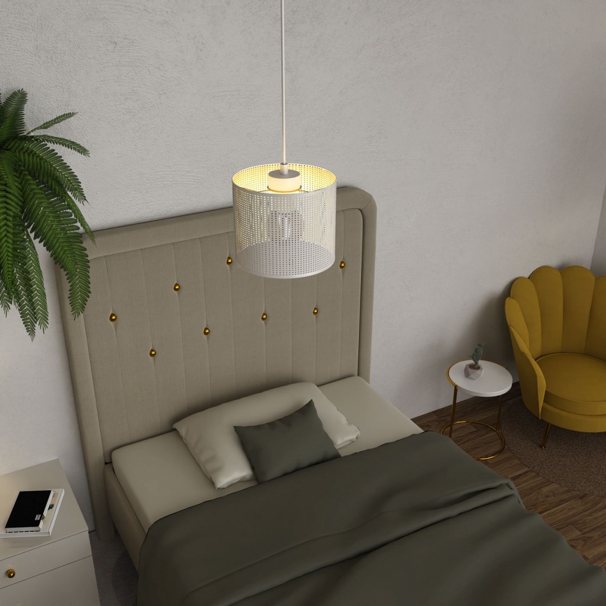 Підвісна люстра LOFT SHADE 1xE27/60W/230V діаметр 18 см білий/золотий