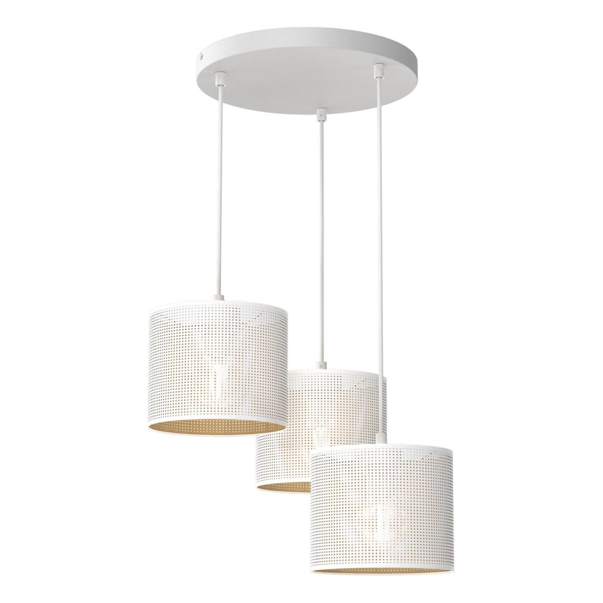 Підвісна люстра LOFT SHADE 3xE27/60W/230V білий/золотий