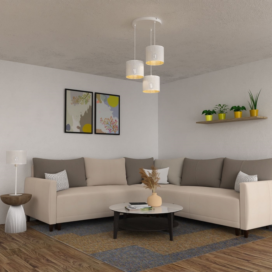 Підвісна люстра LOFT SHADE 3xE27/60W/230V білий/золотий