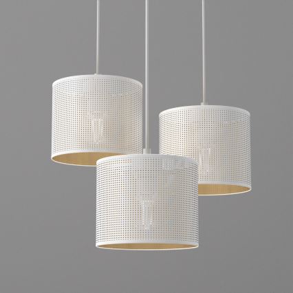 Підвісна люстра LOFT SHADE 3xE27/60W/230V білий/золотий