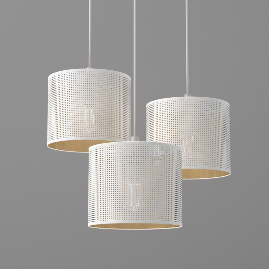 Підвісна люстра LOFT SHADE 3xE27/60W/230V білий/золотий