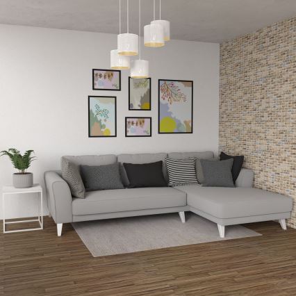 Підвісна люстра LOFT SHADE 5xE27/60W/230V білий/золотий