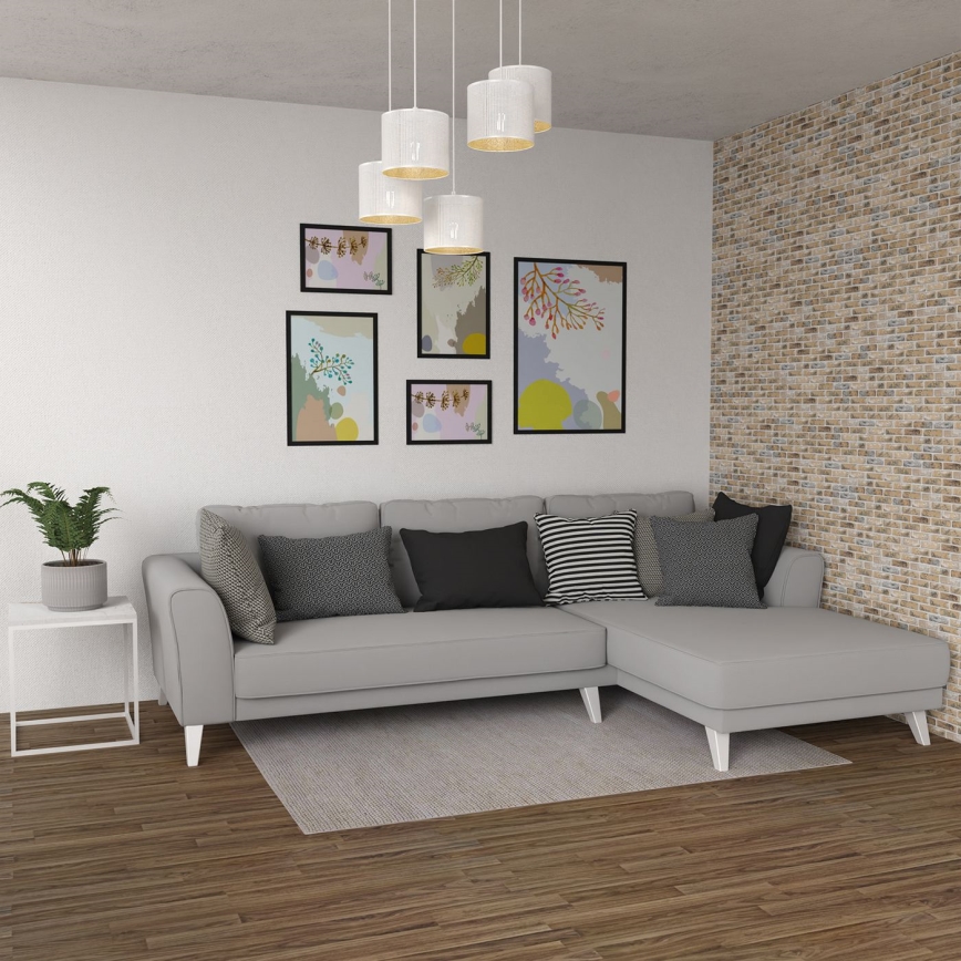 Підвісна люстра LOFT SHADE 5xE27/60W/230V білий/золотий
