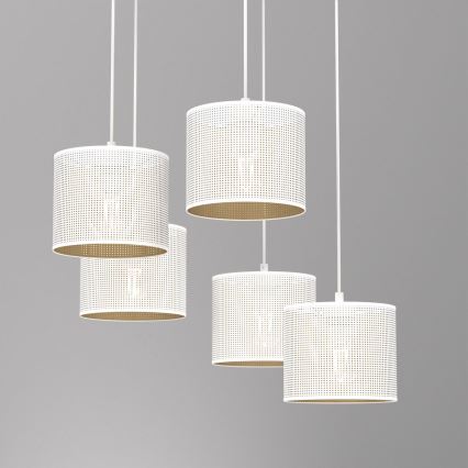 Підвісна люстра LOFT SHADE 5xE27/60W/230V білий/золотий