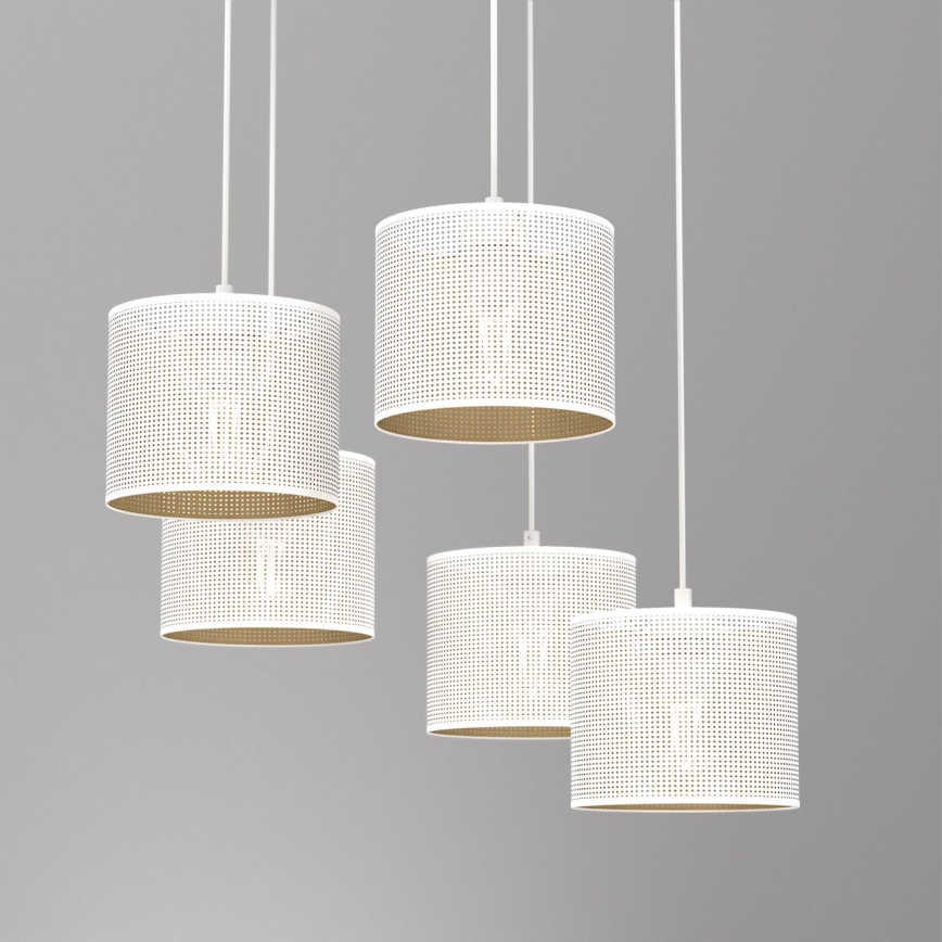 Підвісна люстра LOFT SHADE 5xE27/60W/230V білий/золотий