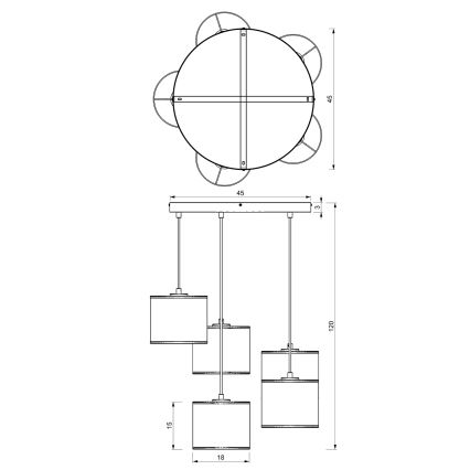 Підвісна люстра LOFT SHADE 5xE27/60W/230V білий/золотий
