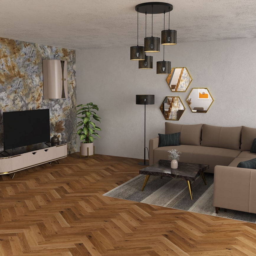 Підвісна люстра LOFT SHADE 5xE27/60W/230V чорний/золотий
