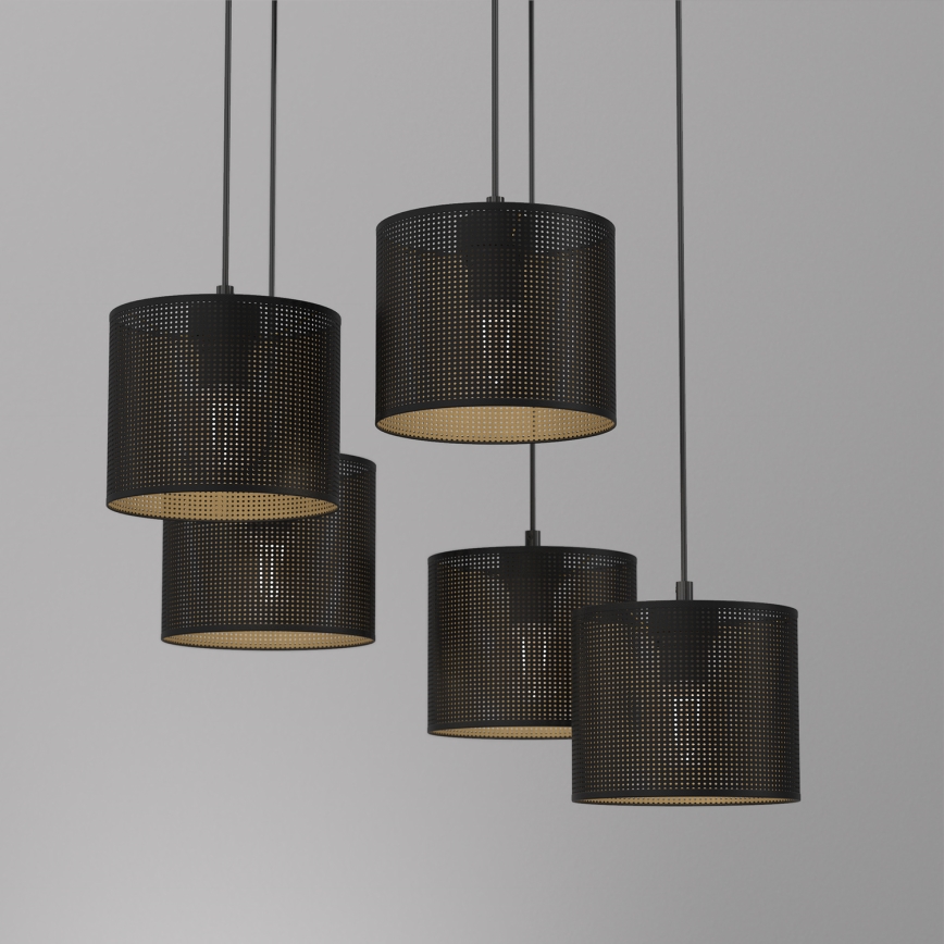 Підвісна люстра LOFT SHADE 5xE27/60W/230V чорний/золотий
